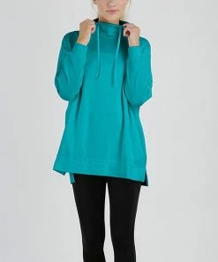 Lily | Turquoise Cowl Neck Sweatshirt - Women