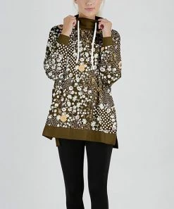 Lily | Brown & White Floral Cowl Neck Sweatshirt - Women