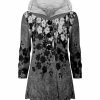 Lily | Gray & Black Floral Button Velvet Hoodie - Women