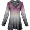 Lily | Gray & Purple Gradient Cowl Neck Hoodie - Plus