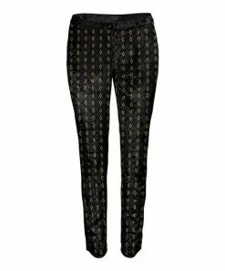 Lily | Black & Olive Diamond-Print Velvet Skinny Pants - Plus