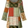 Lily | Green & Orange Patchwork Jewel-Collar Swing Tunic - Women