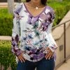 Lily | White & Lavender Floral Long-Sleeve V-Neck Tunic - Plus