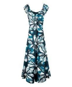 Lily | White & Teal Floral Puff Sleeve Maxi Dress - Women