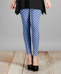 Lily | Black & Dark Navy Polka Dot Leggings - Women