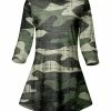 Lily | Green & Gray Camo Three-Quarter Sleeve Tunic - Women