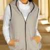 Lily | Light Beige Fleece Zip Vest - Plus