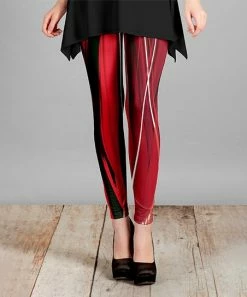 Lily | Black & Red Abstract Leggings - Women