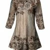 Lily | Brown & Mocha Floral Three-Quarter Sleeve Tunic - Women