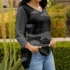 Lily | Gray & Black Camo V-Neck Three Quarter-Sleeve Tunic - Plus