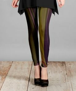 Lily | Black & Olive Vertical Stripe Leggings - Women