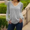 Lily | Gray & White V-Neck Long-Sleeve Tunic - Plus