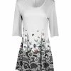 Lily | White & Black Floral Butterfly Flowing Tunic - Plus