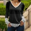 Lily | Black & White Dots V-Neck Long-Sleeve Tunic - Women & Plus
