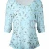 Lily | Light Blue & Green Long-Sleeve Boatneck Swing Top - Women & Plus