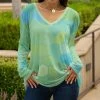 Lily | Green & Blue Honeycomb V-Neck Long-Sleeve Tunic - Women