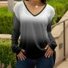 Lily | Black & White Ombré V-Neck Tunic - Women