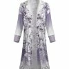 Lily | Lavender & White Floral Velvet Duster - Plus