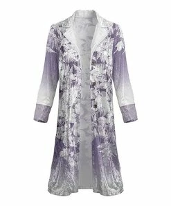 Lily | Lavender & White Floral Velvet Duster - Plus