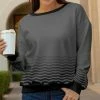 Lily | Black & Gray Wavy Stripe Crewneck Sweatshirt - Plus