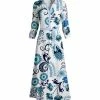 Lily | Blue & White Floral Tie-Waist Collared Maxi Dress - Women