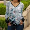 Lily | Black & Teal Floral V-Neck Long-Sleeve Tunic - Plus