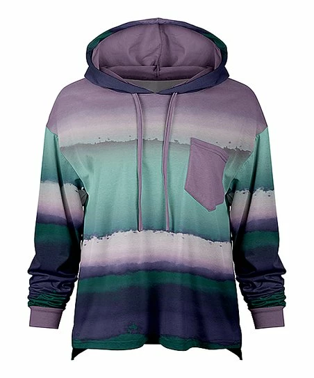Lily | Purple & Teal Stripe Hoodie - Women 1 Lily | Purple & Teal Stripe Hoodie - Women