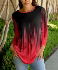 Lily | Red & Black Abstract Long-Sleeve Tunic - Women & Plus