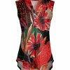 Lily | Red & Black Floral Button-Accent Hi-Low Sleeveless Tunic - Women