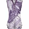 Lily | Purple & White Swirl Button-Accent Hi-Low Sleeveless Tunic - Women