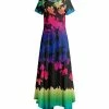 Lily | Pink & Black Floral Handkerchief-Hem Short-Sleeve Maxi Dress - Women
