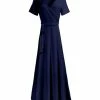 Lily | Navy Tie-Waist Short-Sleeve Maxi Dress - Plus