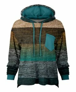 Lily | Teal & Brown Stripe Hoodie - Women