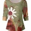 Lily | Olive & Red Daisy Crewneck Top - Women