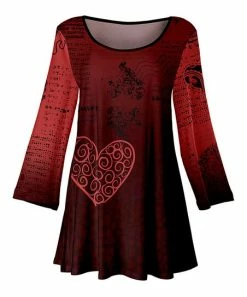 Lily | Red & Black Heart Three-Quarter Sleeve Tunic - Women & Plus