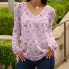 Lily | Rose & Lavender Floral Long-Sleeve V-Neck Tunic - Plus