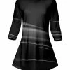 Lily | Black & Gray Abstract Three-Quarter Sleeve Tunic - Plus