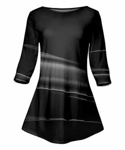 Lily | Black & Gray Abstract Three-Quarter Sleeve Tunic - Plus