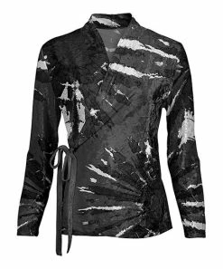 Lily | Black & Gray Abstract Wrap Top - Women