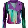 Lily | Purple & Turquoise Abstract Moto Jacket - Plus