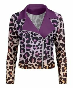 Lily | Rust & Purple Leopard Moto Jacket - Women