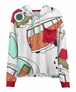 Lily | Rust & White Hippie Van Drawstring Hoodie - Women