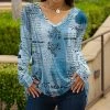 Lily | Blue & Black 'Vintage' Abstract V-Neck Tunic - Women