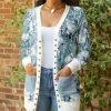 Lily | Aqua & White Watercolor Floral Cardigan - Women