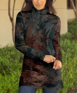 Lily | Taupe & Gray Botanical Tunic - Women & Plus