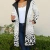Lily | Black & White Leopard Hooded Open Cardigan - Women