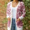 Lily | Pink & White Giraffe Snap-Up Pocket Cardigan - Plus