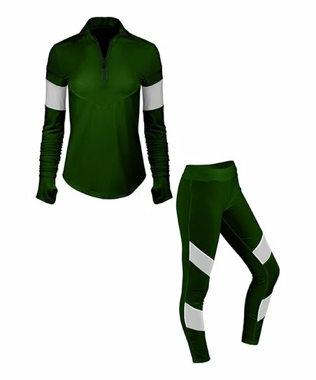 Lily | Green Active Zip-Front Pullover & Leggings - Women 1 Lily | Green Active Zip-Front Pullover & Leggings - Women