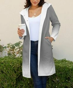 Lily | Gray & White Ombré Hooded Fleece Coat - Women & Plus