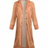 Lily | Orange & Rust Floral Collared Velvet Button-Up Duster - Plus
